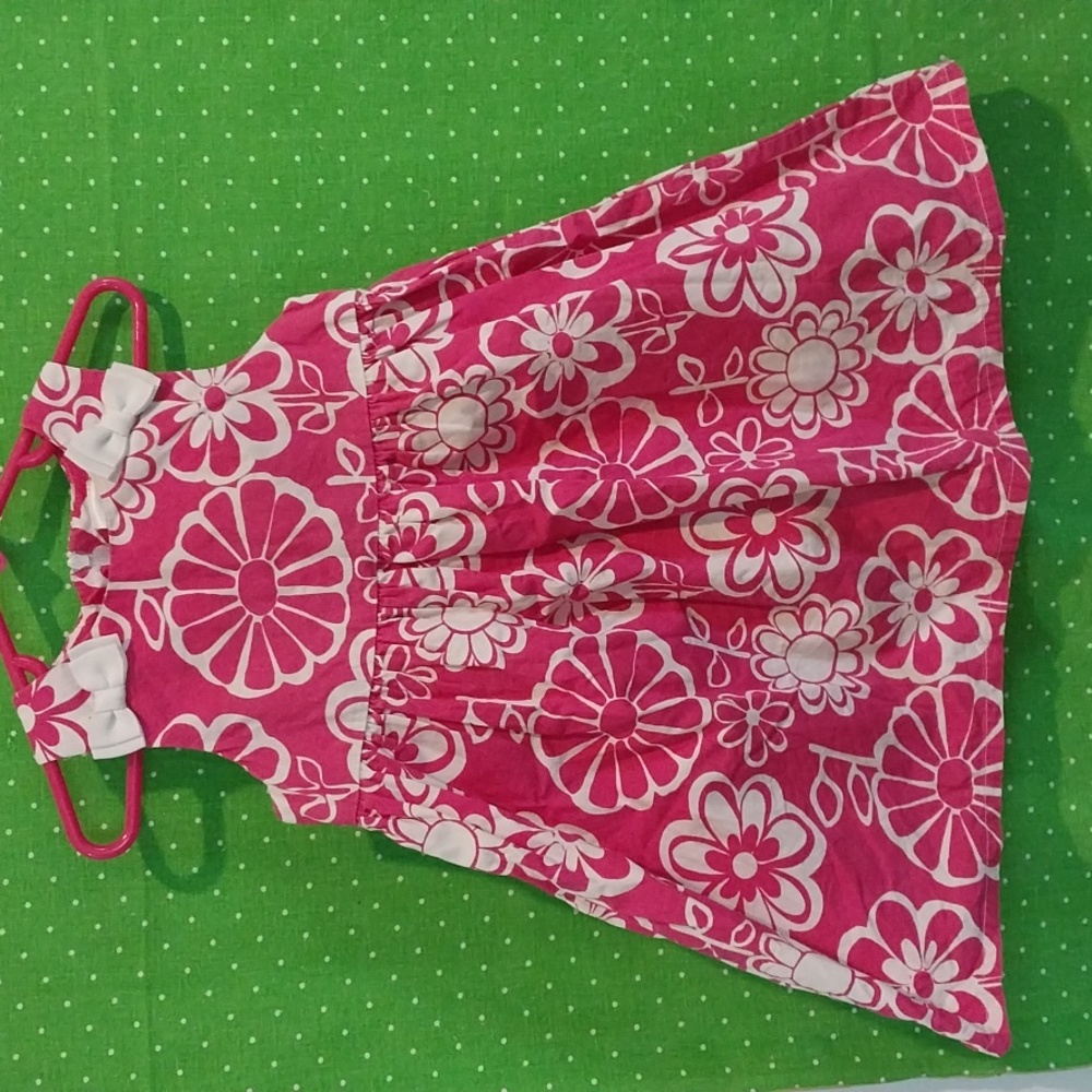 Gymboree Girls White and bright pink floral dress size 3T